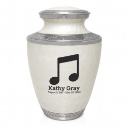 Music Note Cremation Urn - Radiant White
