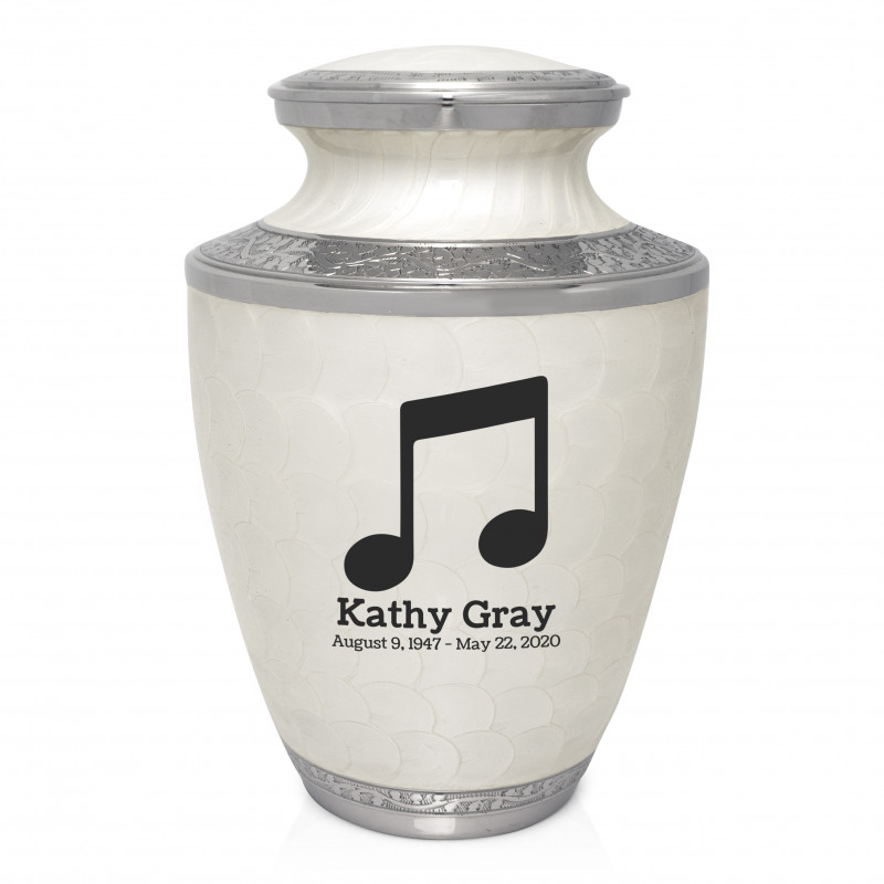 Music Note Cremation Urn - Radiant White