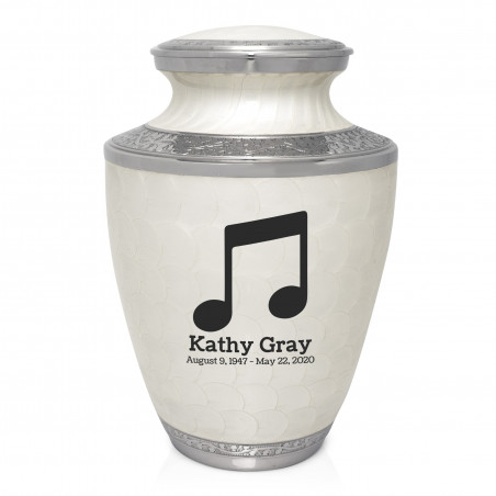 Music Note Cremation Urn - Radiant White