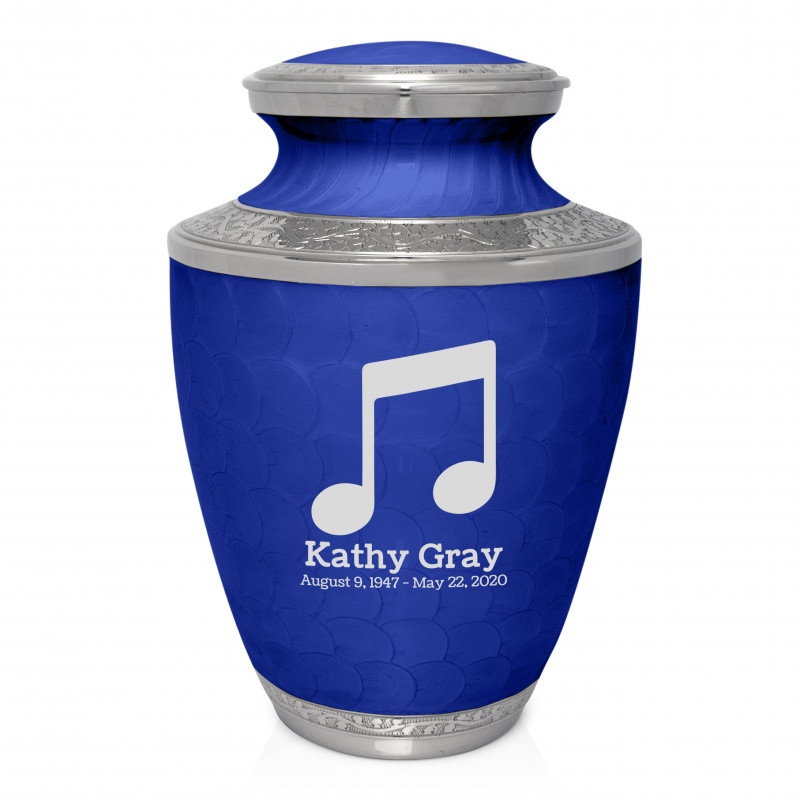 Music Note Cremation Urn - Royal Blue