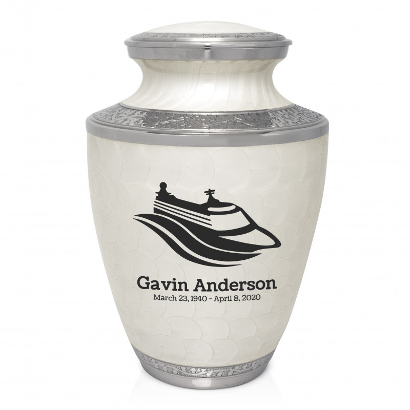 Cruise Ship Cremation Urn - Radiant White