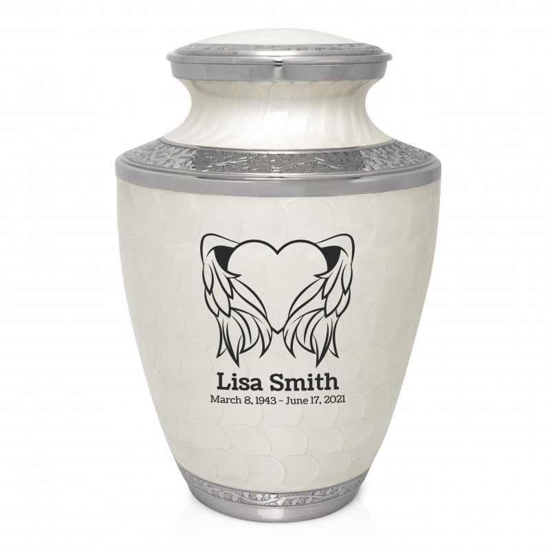Heart Angel Cremation Urn - Radiant White