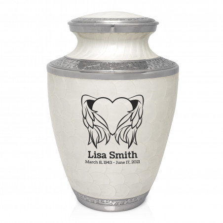 Heart Angel Cremation Urn - Radiant White