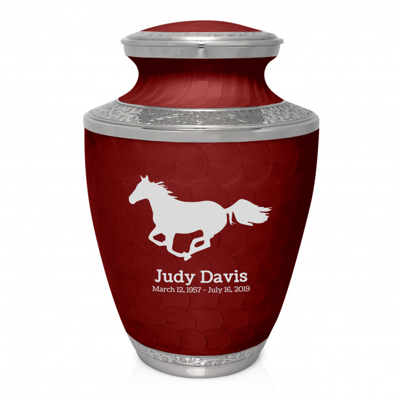 Horse Cremation Urn - Rose Red