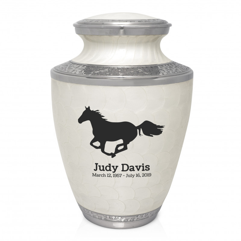 Horse Cremation Urn - Radiant White