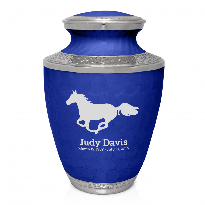 Horse Cremation Urn - Royal Blue