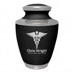 Cadeceus Cremation Urn - Ebony Black