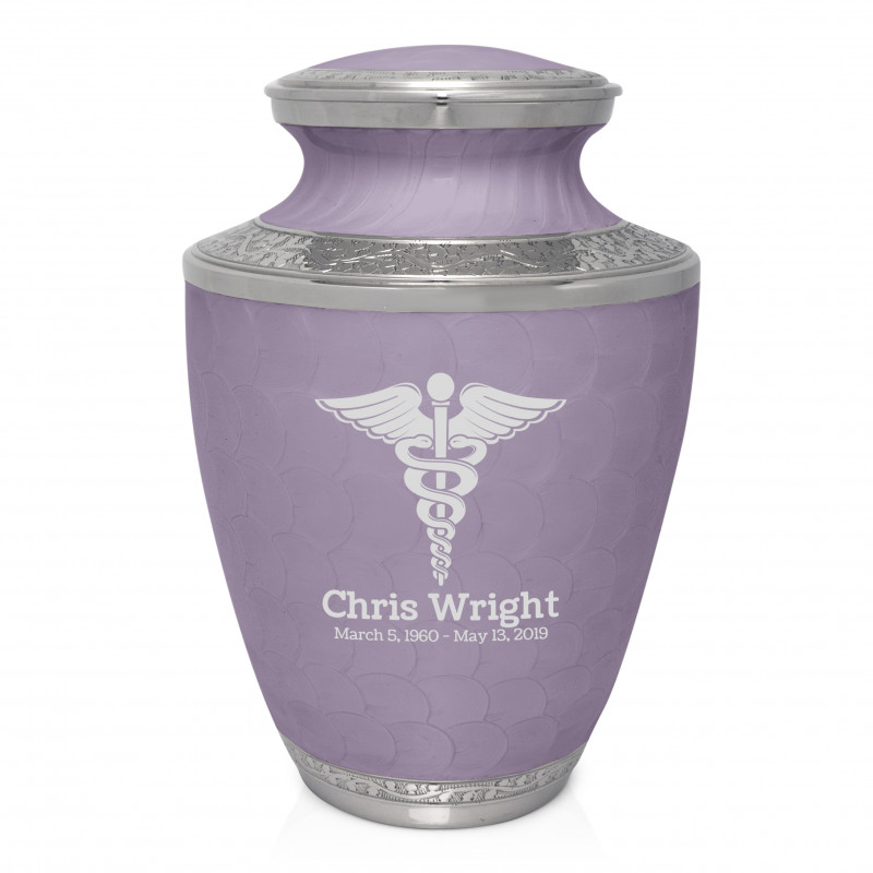 Cadeceus Cremation Urn - Regal Purple