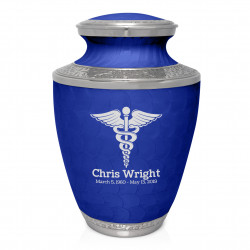 Cadeceus Cremation Urn - Royal Blue