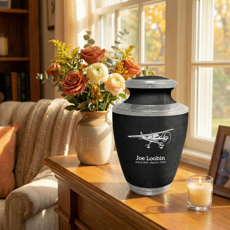 Plane Cremation Urn - Ebony Black