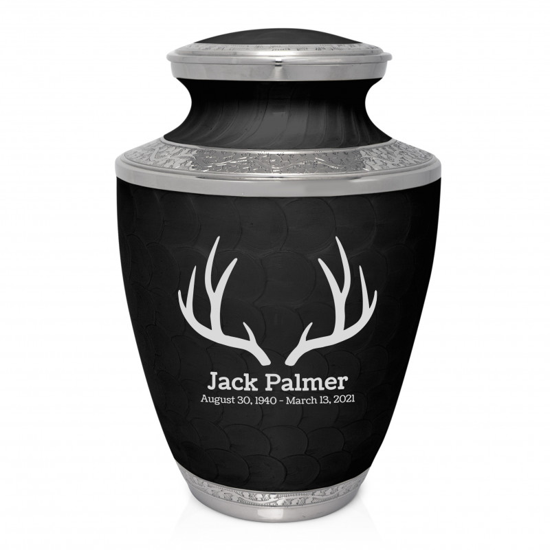 Antlers Cremation Urn - Ebony Black