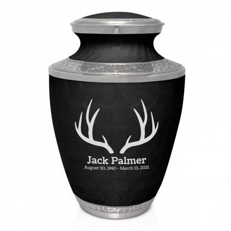 Antlers Cremation Urn - Ebony Black