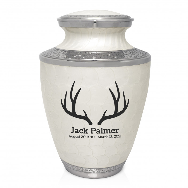 Antlers Cremation Urn - Radiant White