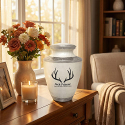 Antlers Cremation Urn - Radiant White