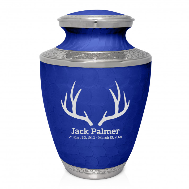 Antlers Cremation Urn - Royal Blue