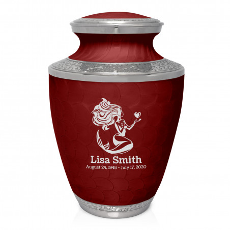 Mermaid Cremation Urn - Rose Red