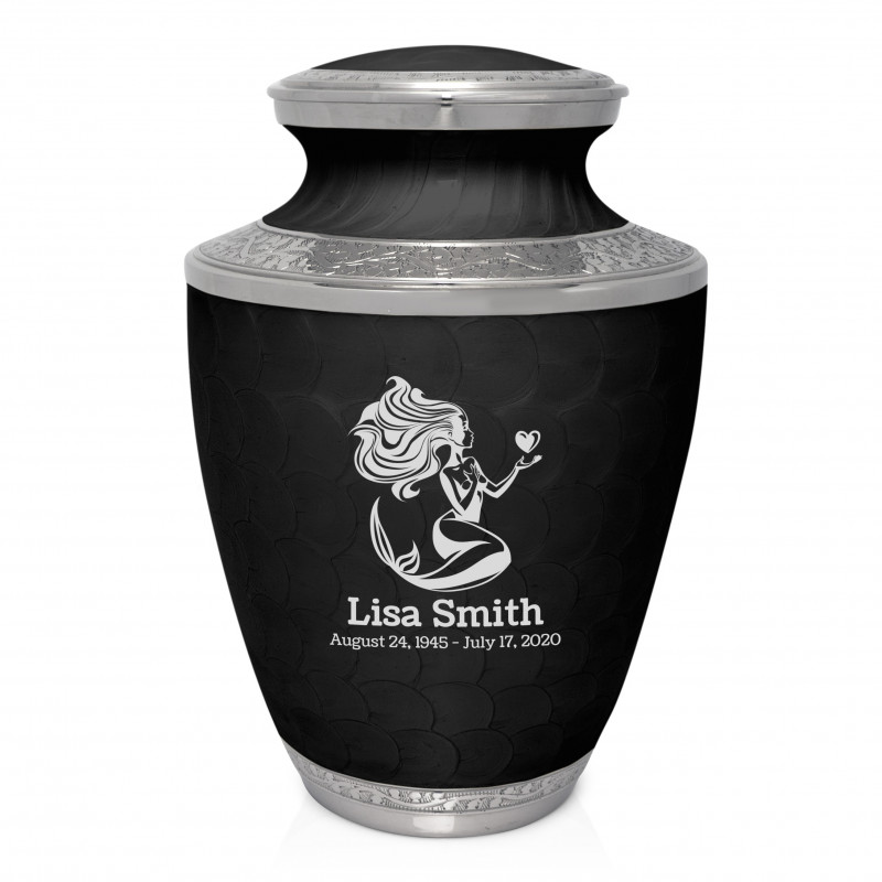 Mermaid Cremation Urn - Ebony Black
