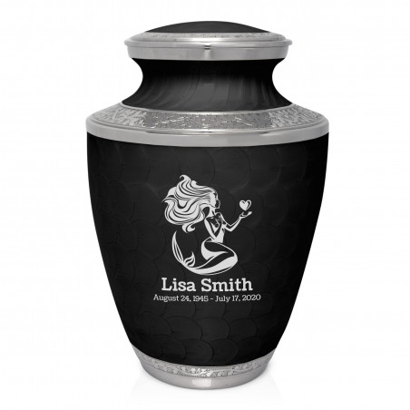Mermaid Cremation Urn - Ebony Black