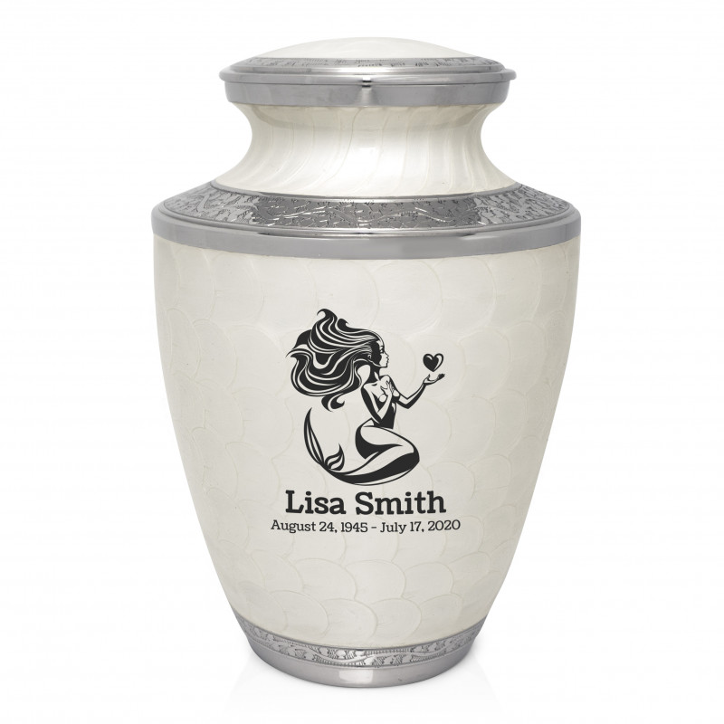 Mermaid Cremation Urn - Radiant White