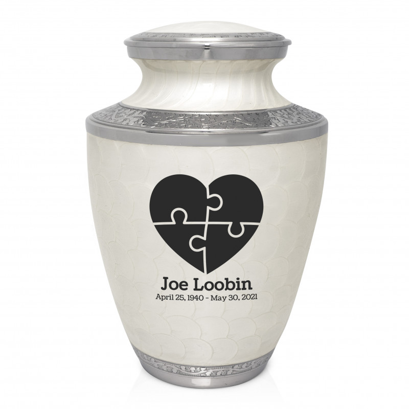 Autism Puzzle Cremation Urn - Radiant White