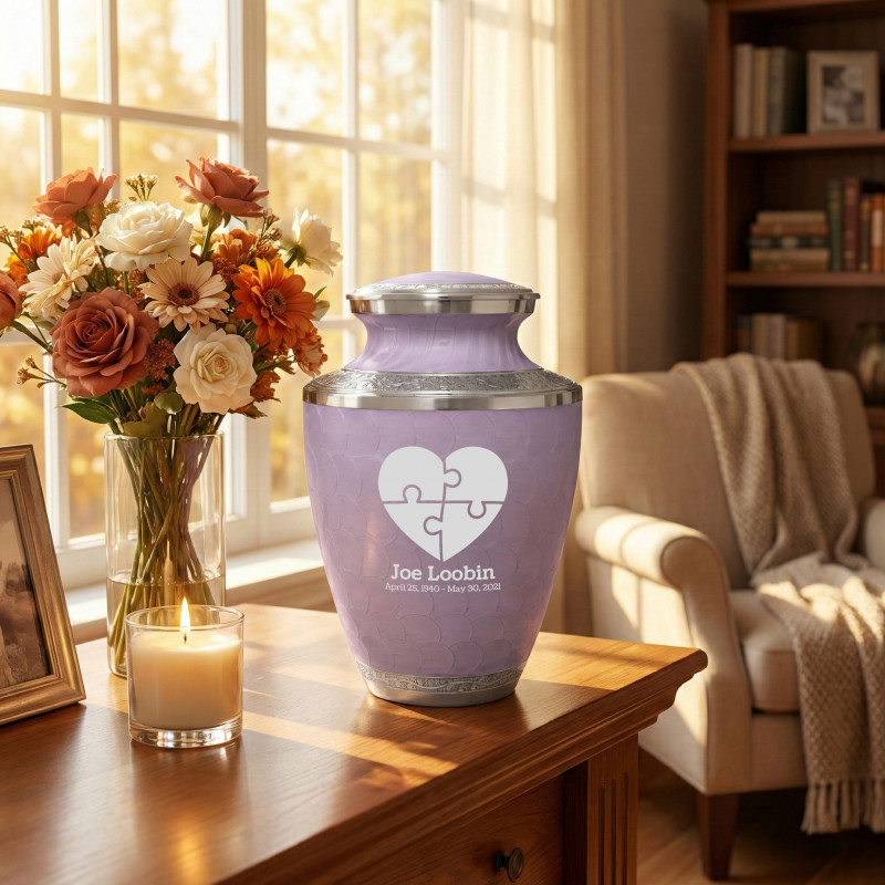 Autism Puzzle Cremation Urn - Regal Purple