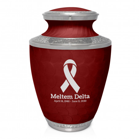 Cancer Ribbon Cremation Urn - Rose Red