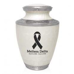 Cancer Ribbon Cremation Urn - Radiant White