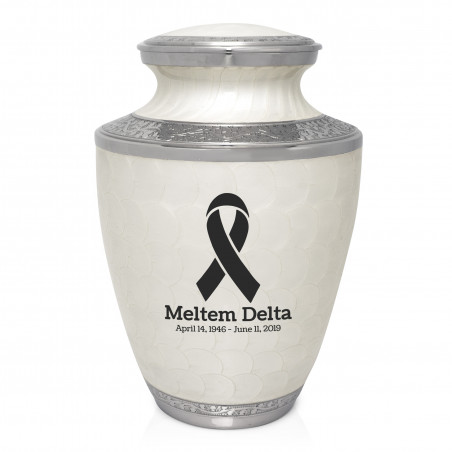 Cancer Ribbon Cremation Urn - Radiant White