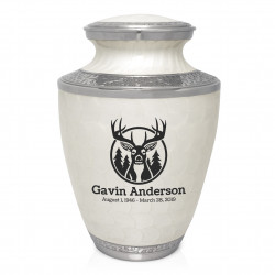 Deer Landscape Cremation Urn - Radiant White