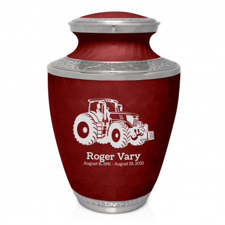 Modern Tractor Cremation Urn - Rose Red