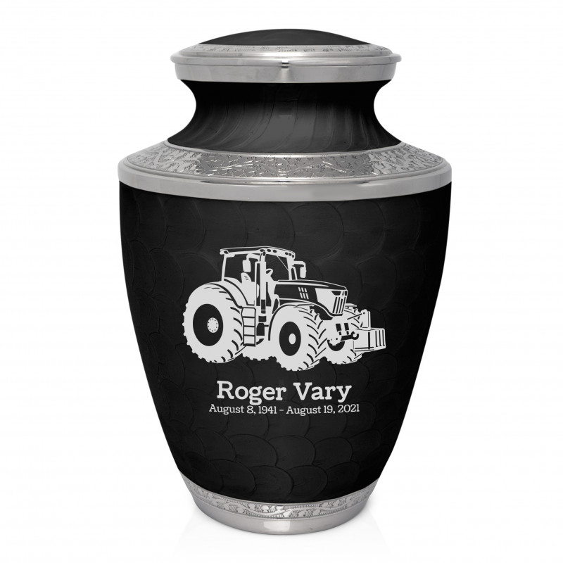 Modern Tractor Cremation Urn - Ebony Black