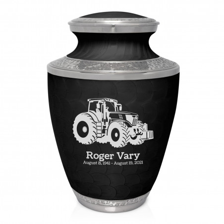Modern Tractor Cremation Urn - Ebony Black