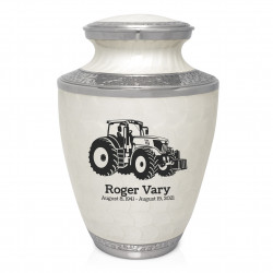 Modern Tractor Cremation Urn - Radiant White