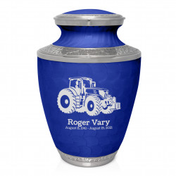 Modern Tractor Cremation Urn - Royal Blue