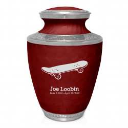 Skateboard Cremation Urn - Rose Red