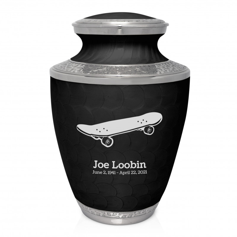 Skateboard Cremation Urn - Ebony Black