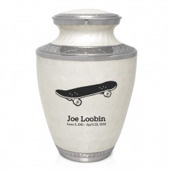 Skateboard Cremation Urn - Radiant White