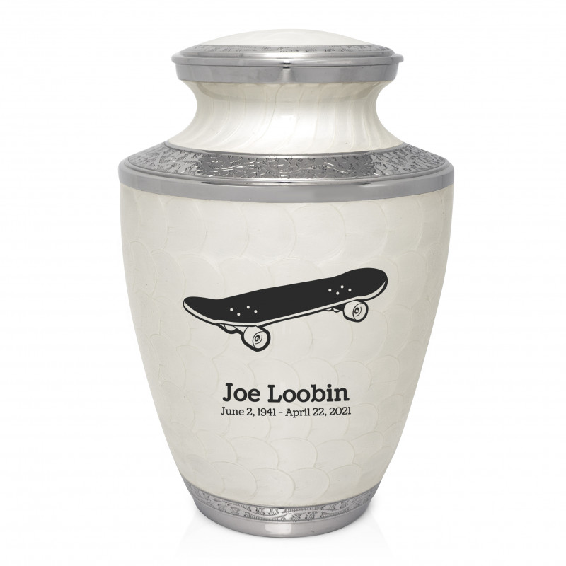 Skateboard Cremation Urn - Radiant White