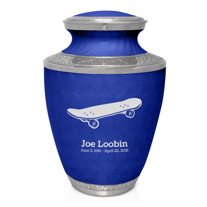 Skateboard Cremation Urn - Royal Blue