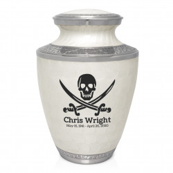 Pirate Skull Cremation Urn - Radiant White