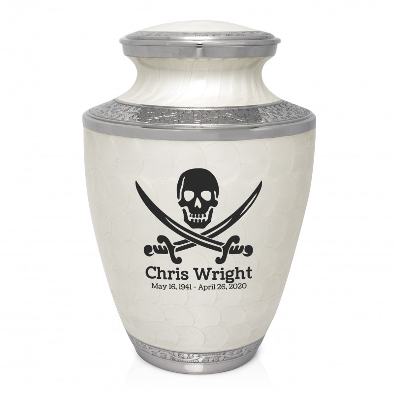 Pirate Skull Cremation Urn - Radiant White