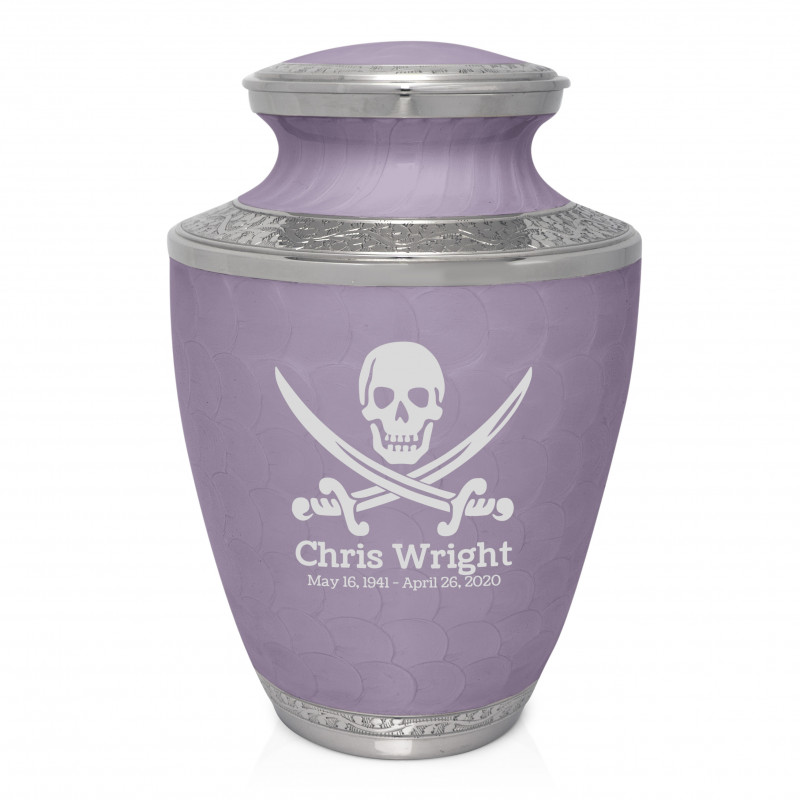 Pirate Skull Cremation Urn - Regal Purple