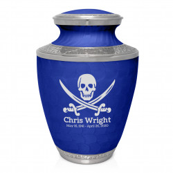 Pirate Skull Cremation Urn - Royal Blue
