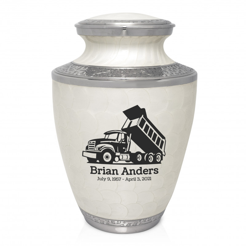 Dump Truck Cremation Urn - Radiant White
