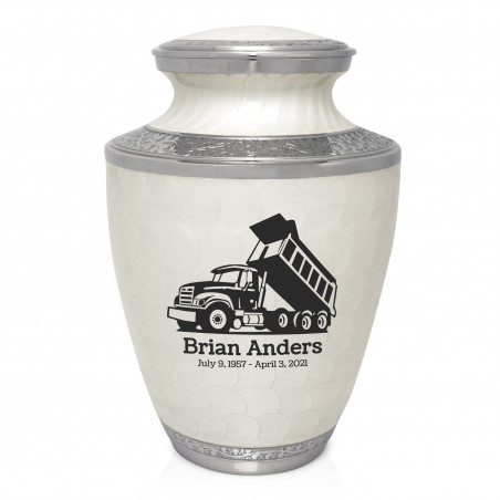 Dump Truck Cremation Urn - Radiant White