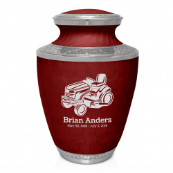 Riding Lawn Mower Cremation Urn - Rose Red