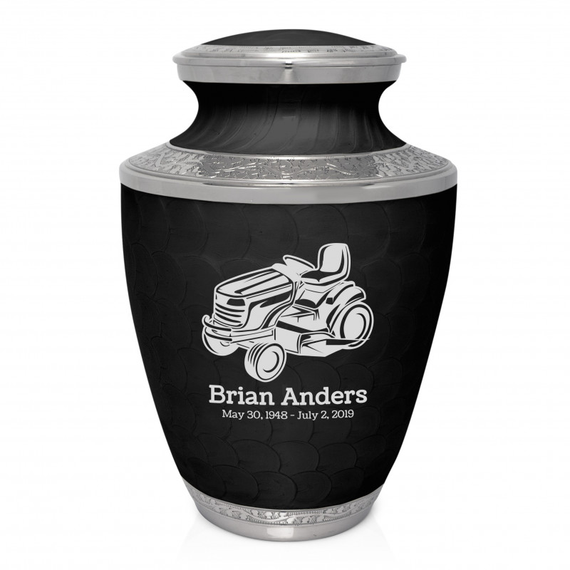 Riding Lawn Mower Cremation Urn - Ebony Black