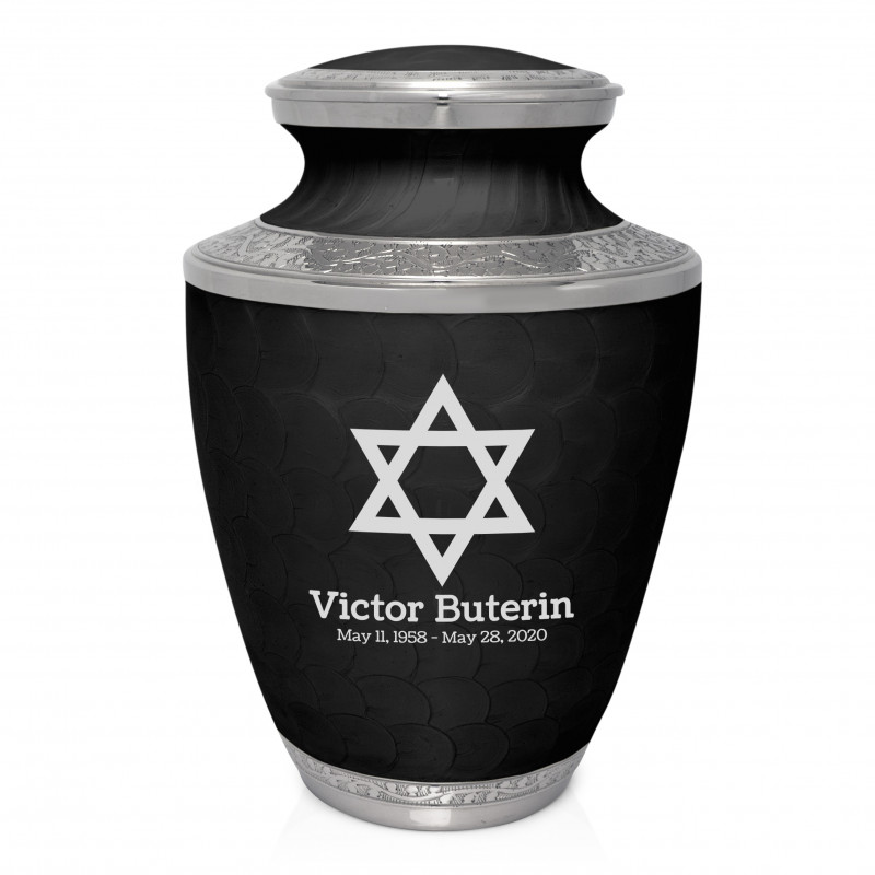 Star of David Cremation Urn - Ebony Black