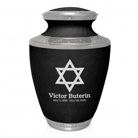 Star of David Cremation Urn - Ebony Black