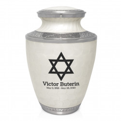 Star of David Cremation Urn - Radiant White